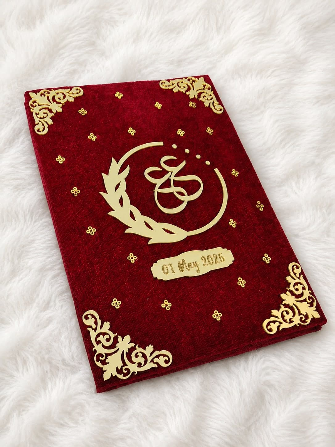 Maroon Sequins Nikah Nama Booklet 1