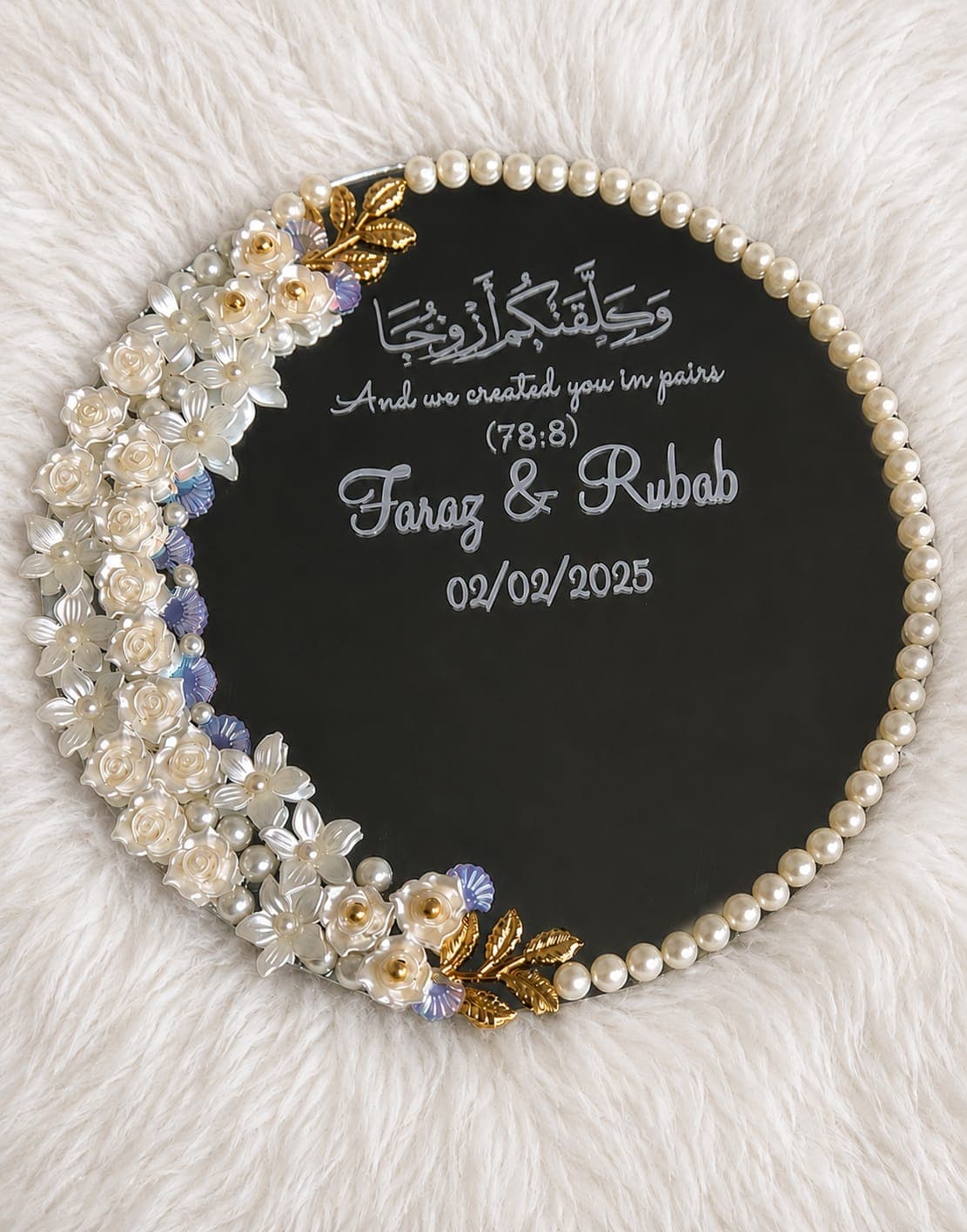 White Pearl Beads Nikah Mirror 1