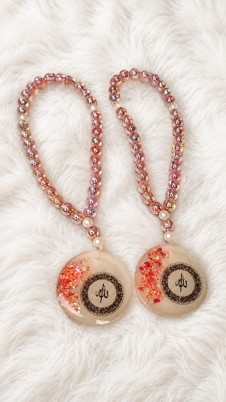 Pink tasbee card with resin tag- Aqeeqa Ceremony 1