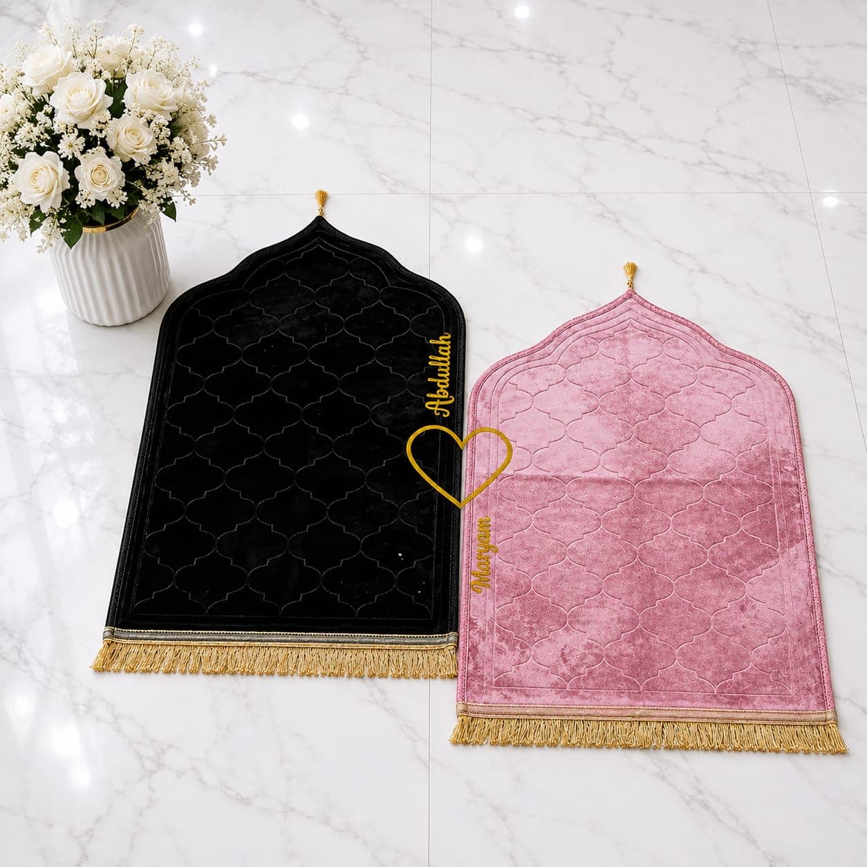 Black & pink Dome Couple Janamaz with Customisation 1
